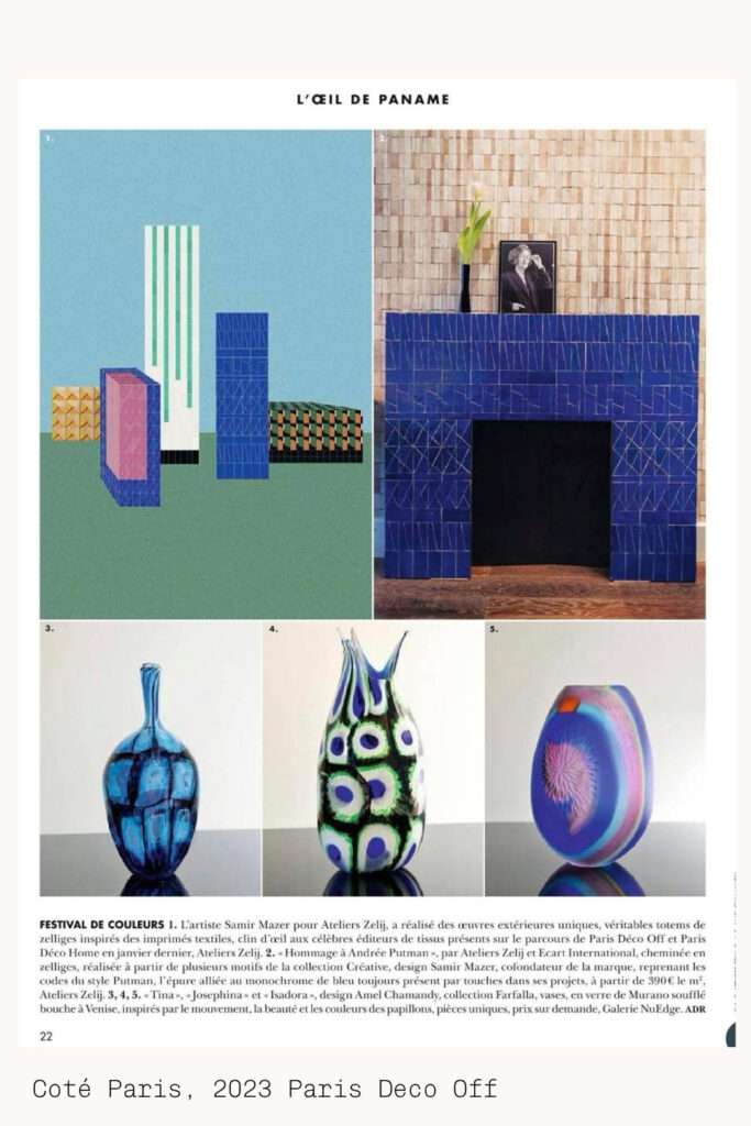 L'oeil de paname press cote paris paris deco chimney chimnie bleu blue zellige zelige art