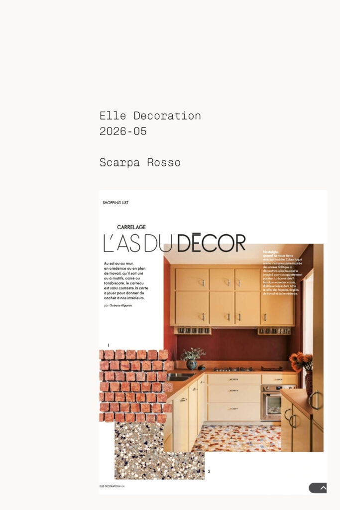 Elle decoration scarpa rosso decor interior desifn cuisine kitchen pantry surface backsplash floor decoration